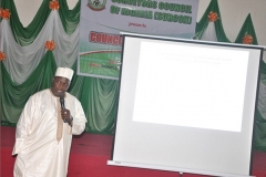 THE REGISTRAR DELIVERING A LECTURE DURING THE 2019 SURCON COUNCIL RETREAT AT YANKARI GAME RESERVE, BAUCHI STATE