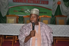 THE REGISTRAR ADDRESSING PARTICIPANTS DURING THE 2019 SURCON COUNCIL RETREAT IN YANKARI GAME RESERVE, BAUCHI STATE